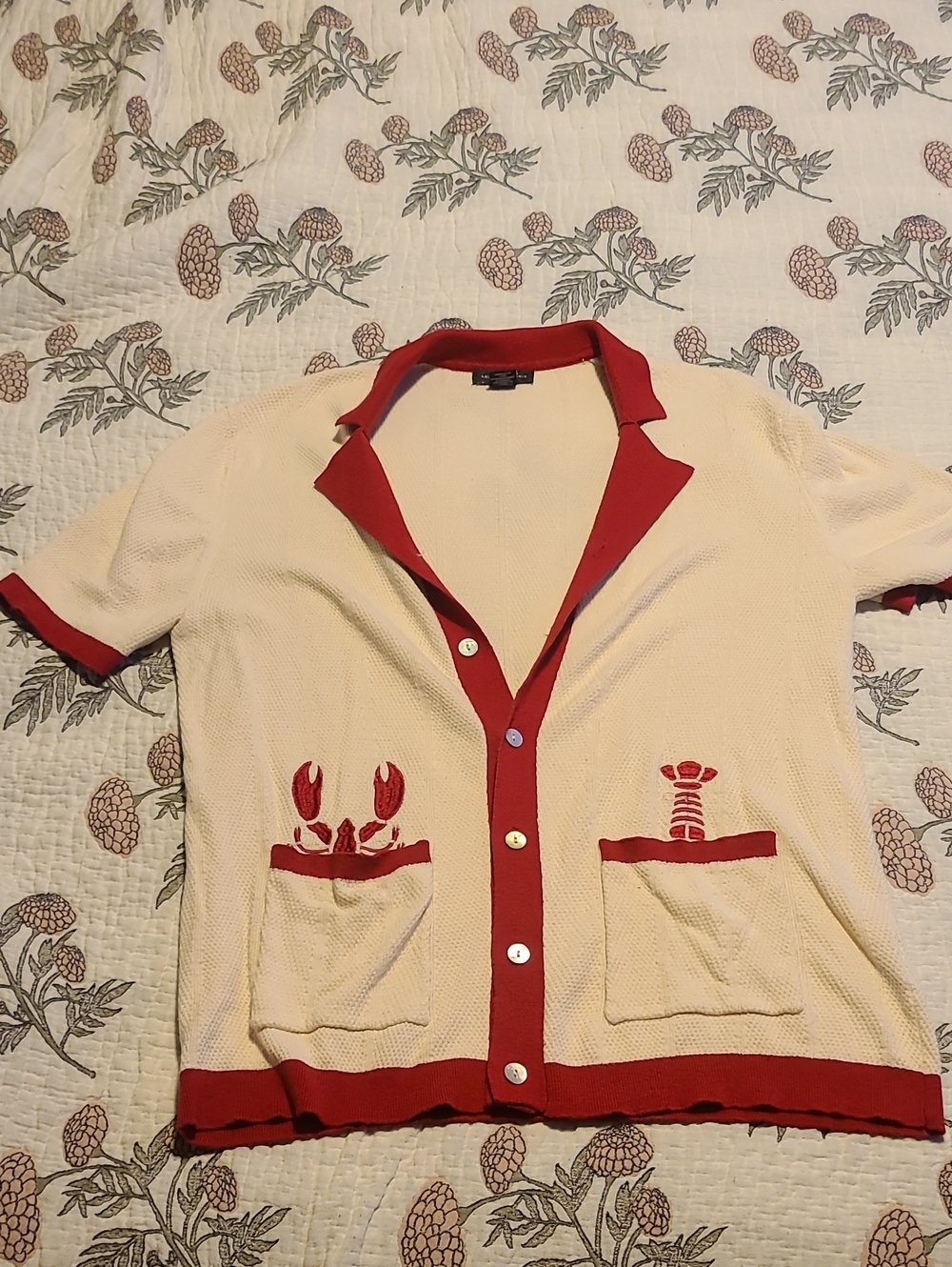 Art Of Rhetoric Cream Cardigan Ft Lobster Motif